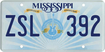 MS license plate ZSL392