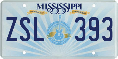 MS license plate ZSL393
