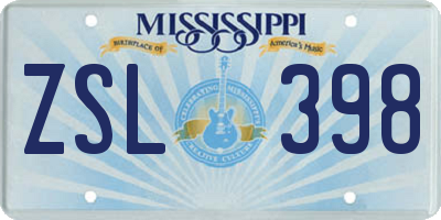 MS license plate ZSL398