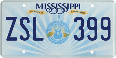 MS license plate ZSL399