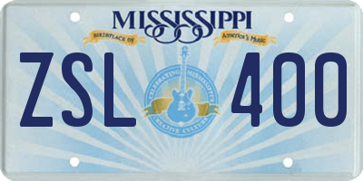 MS license plate ZSL400