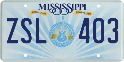MS license plate ZSL403