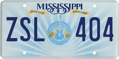 MS license plate ZSL404