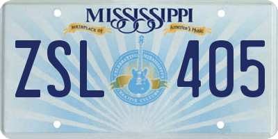 MS license plate ZSL405