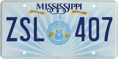 MS license plate ZSL407