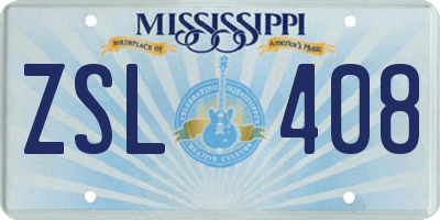 MS license plate ZSL408