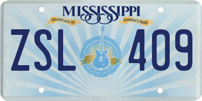 MS license plate ZSL409