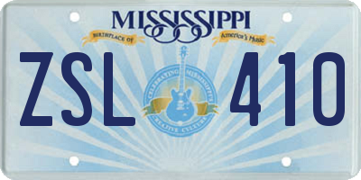 MS license plate ZSL410
