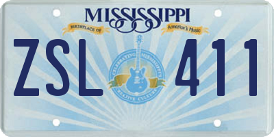 MS license plate ZSL411