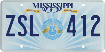MS license plate ZSL412