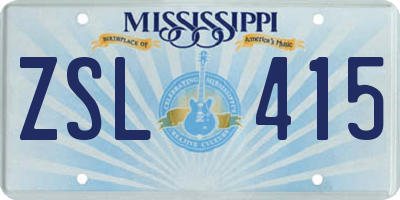 MS license plate ZSL415
