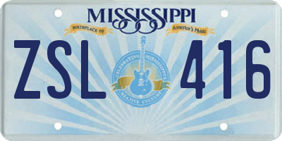 MS license plate ZSL416