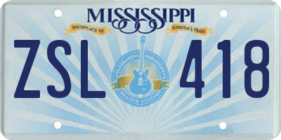 MS license plate ZSL418