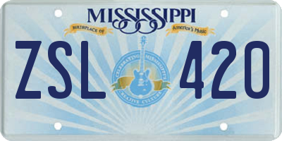 MS license plate ZSL420