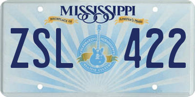 MS license plate ZSL422