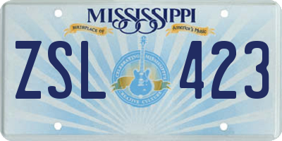 MS license plate ZSL423