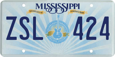 MS license plate ZSL424
