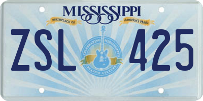 MS license plate ZSL425