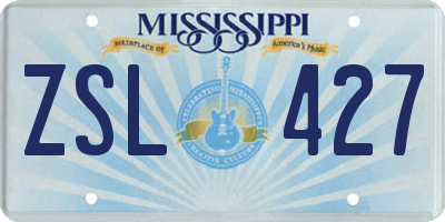 MS license plate ZSL427