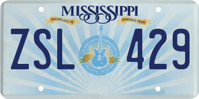 MS license plate ZSL429