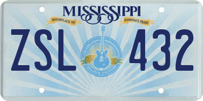 MS license plate ZSL432
