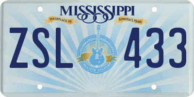 MS license plate ZSL433