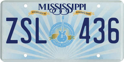 MS license plate ZSL436