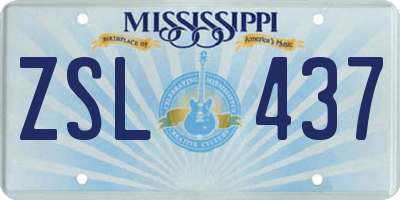 MS license plate ZSL437