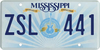 MS license plate ZSL441