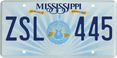 MS license plate ZSL445