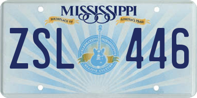MS license plate ZSL446