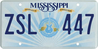 MS license plate ZSL447