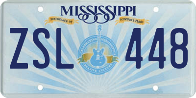 MS license plate ZSL448