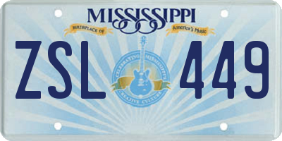 MS license plate ZSL449