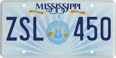 MS license plate ZSL450
