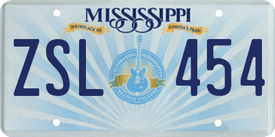 MS license plate ZSL454