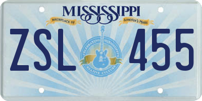MS license plate ZSL455