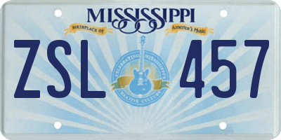 MS license plate ZSL457