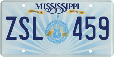 MS license plate ZSL459