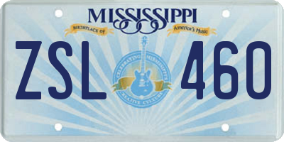 MS license plate ZSL460