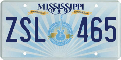 MS license plate ZSL465