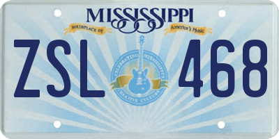 MS license plate ZSL468