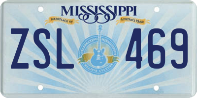 MS license plate ZSL469