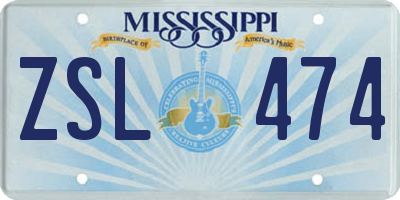 MS license plate ZSL474