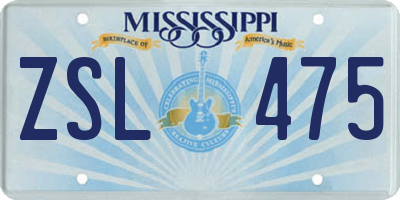 MS license plate ZSL475