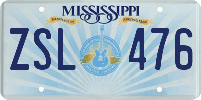 MS license plate ZSL476