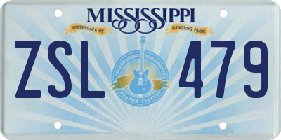 MS license plate ZSL479