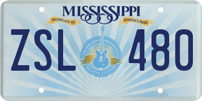 MS license plate ZSL480