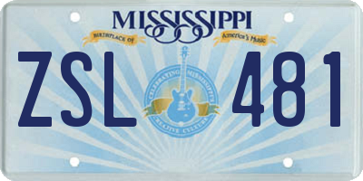 MS license plate ZSL481