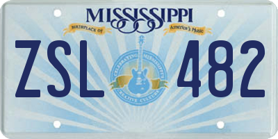 MS license plate ZSL482